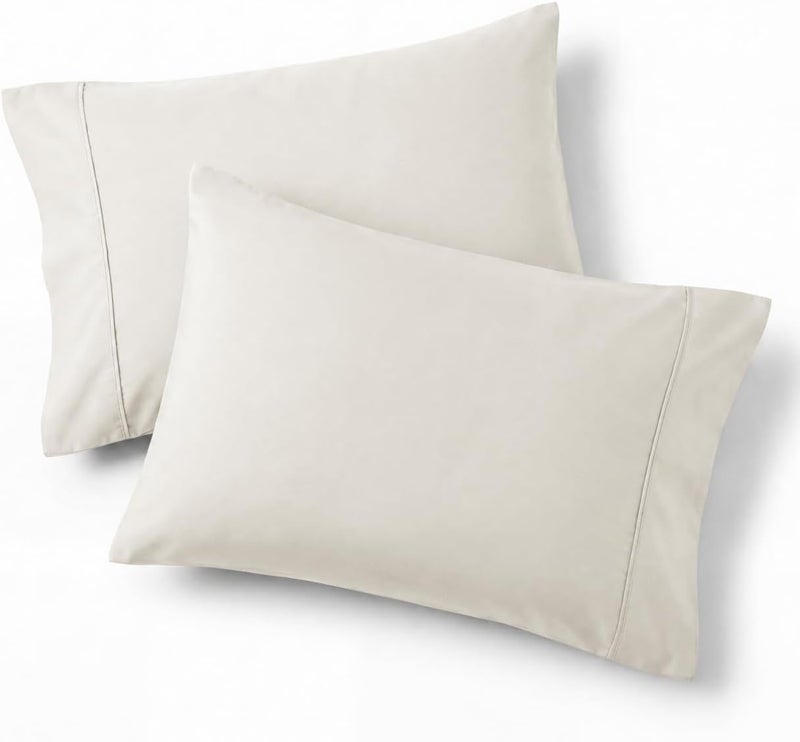 Bedsure Queen Pillow Cases Set of 2 - Brushed Microfiber Pillowcase 2 Pack, Super Soft Pillowcase, Pillow Case Covers with Envelope Closure for Kids, Wrinkle, Fade Resistant, Linen, 20x30 Inches - Image 1