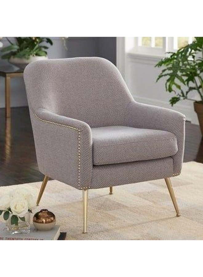 Al Home Grey Linen Scandinavian-Inspired Chair with Swedish Wood By Alhome 80x85 cm 