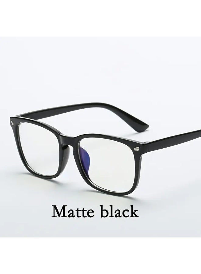 سينت هاوس نظارات كمبيوتر مربعة كلاسيكية للرجال - إطار أسود وعدسات بنفسجية، تصميم كامل الإطار، هدية مثالية للرجال | نظارات كمبيوتر كلاسيكية كاملة الإطار | نظارات خفيفة الوزن (مع حافظة)، نظارات زرقاء مانعة للضوء، نظارات طبية - Image 1