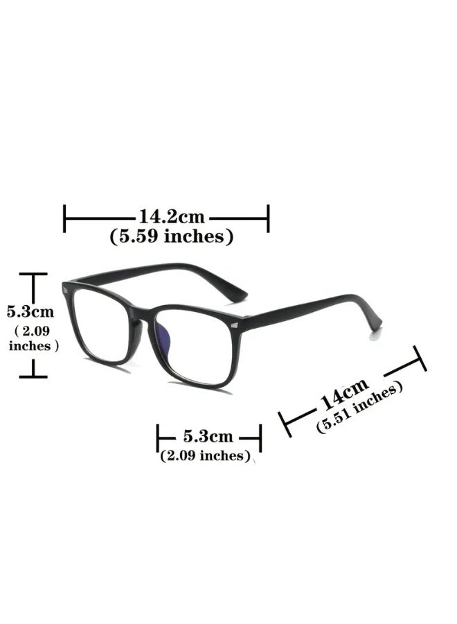 سينت هاوس نظارات كمبيوتر مربعة كلاسيكية للرجال - إطار أسود وعدسات بنفسجية، تصميم كامل الإطار، هدية مثالية للرجال | نظارات كمبيوتر كلاسيكية كاملة الإطار | نظارات خفيفة الوزن (مع حافظة)، نظارات زرقاء مانعة للضوء، نظارات طبية - Image 2