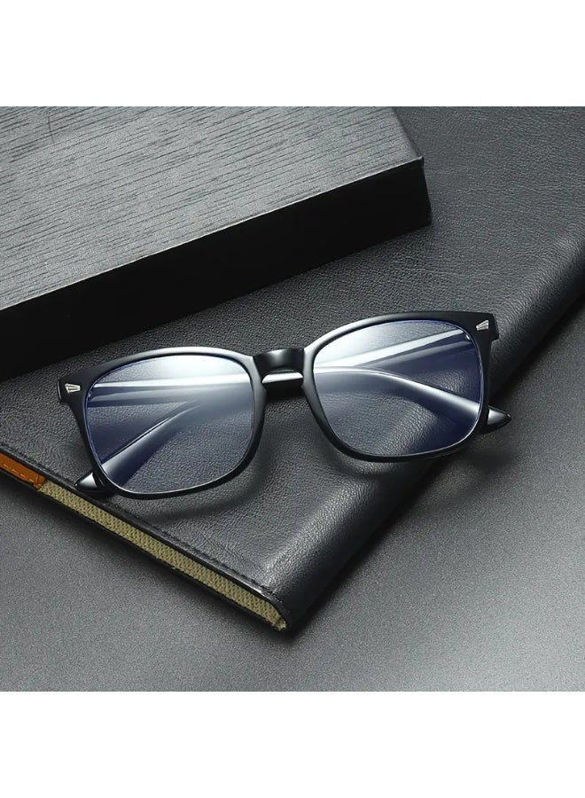 سينت هاوس نظارات كمبيوتر مربعة كلاسيكية للرجال - إطار أسود وعدسات بنفسجية، تصميم كامل الإطار، هدية مثالية للرجال | نظارات كمبيوتر كلاسيكية كاملة الإطار | نظارات خفيفة الوزن (مع حافظة)، نظارات زرقاء مانعة للضوء، نظارات طبية - Image 4