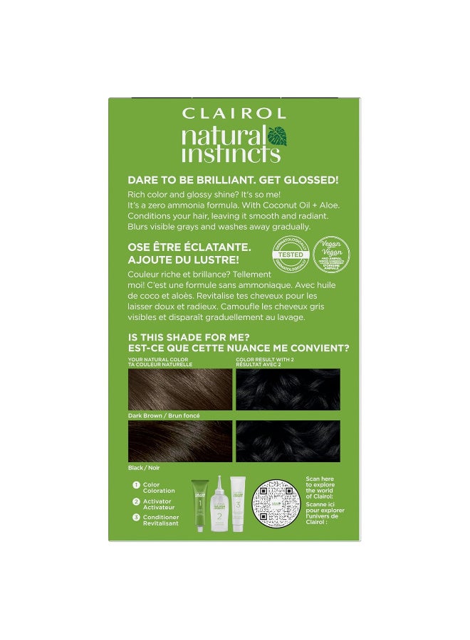 Clairol Natural Instincts Demi-Permanent Hair Dye, 2 Black Hair Color - Image 2