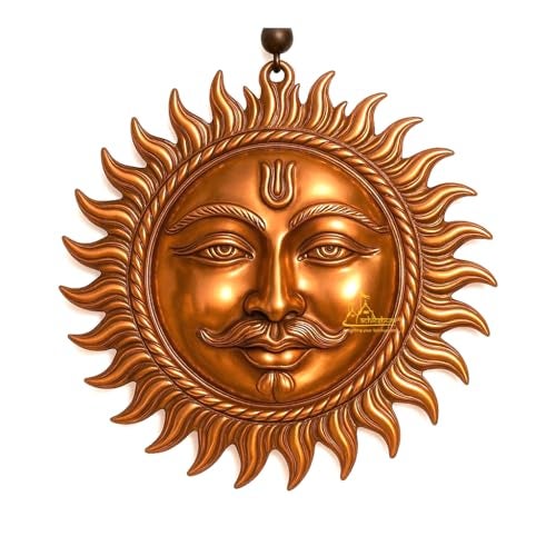 Achleshwar Surya Dev Copper Wall Hanging Sun God Face Idol for Home Entrance Vastu Puja Decor for Wealth Positivity Energy Protection 9 cm - Image 1
