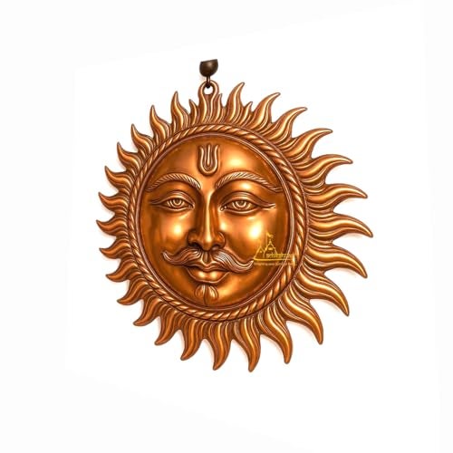 Achleshwar Surya Dev Copper Wall Hanging Sun God Face Idol for Home Entrance Vastu Puja Decor for Wealth Positivity Energy Protection 9 cm - Image 5