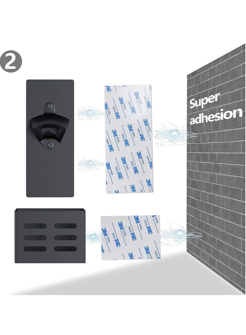 SYOSI Magnetic Bottle Opener with Cap Catcher - Wall Mounted Beer Bottle Opener Cap Collector for Fridge, Kitchen, Bar, Ideal Gift for Men WomenBlack - Image 3