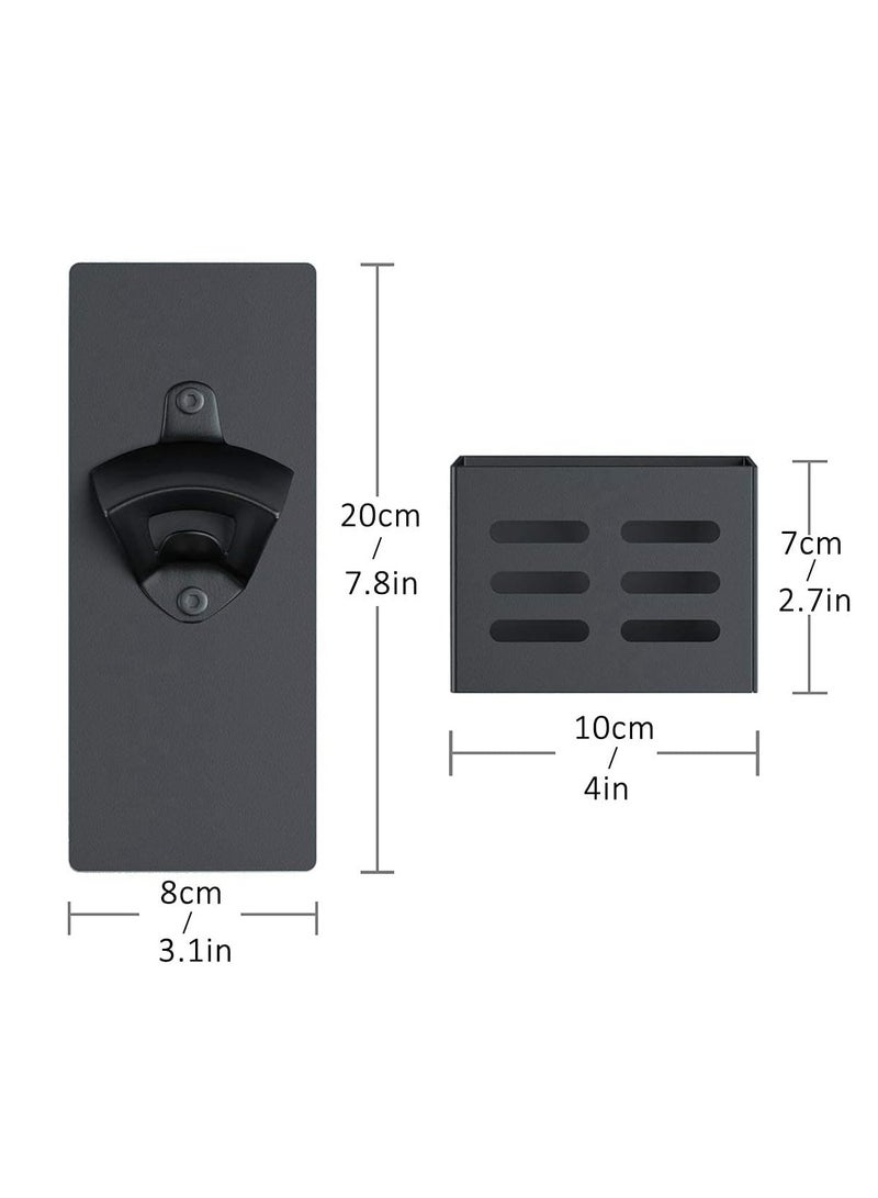 SYOSI Magnetic Bottle Opener with Cap Catcher - Wall Mounted Beer Bottle Opener Cap Collector for Fridge, Kitchen, Bar, Ideal Gift for Men WomenBlack - Image 4