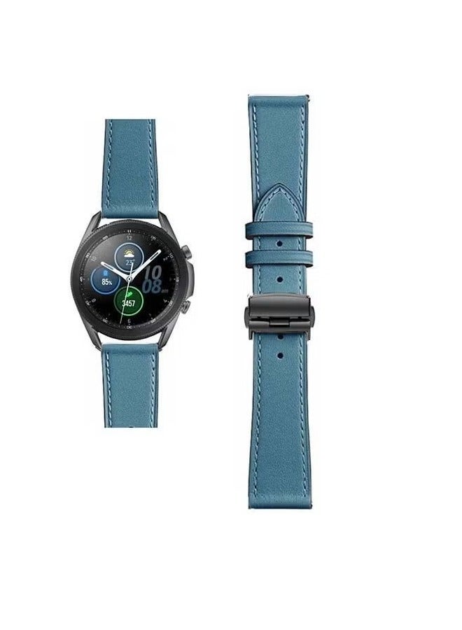 vesus Genuine Leather Replacement Band for Samsung Galaxy Watch3 45mm Blue