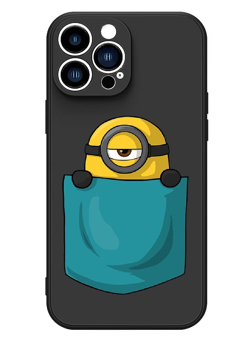 Theodor Protective Slim Fit Case Liquid Silicone Cover with Full Body Protection Anti-Scratch Shockproof Case For iPhone 15 Pro Max Black - Minion Pocket - Image 1