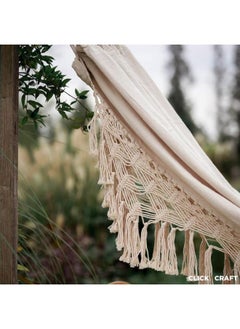 Antikiano Macrame handmade hammock | Outdoor garden furniture | Cotton hammock | Beige handcrafted hammock | Outdoor summer | High quality 200x150 cm hammock  - Image 2