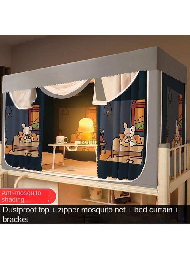 Bluejw Bracket Bed Curtain Shading Curtain Integrated Dormitory Mosquito Net 2023 With Winding Curtain Upper And Lower Burds High And Low Burds Student Burds - Image 1