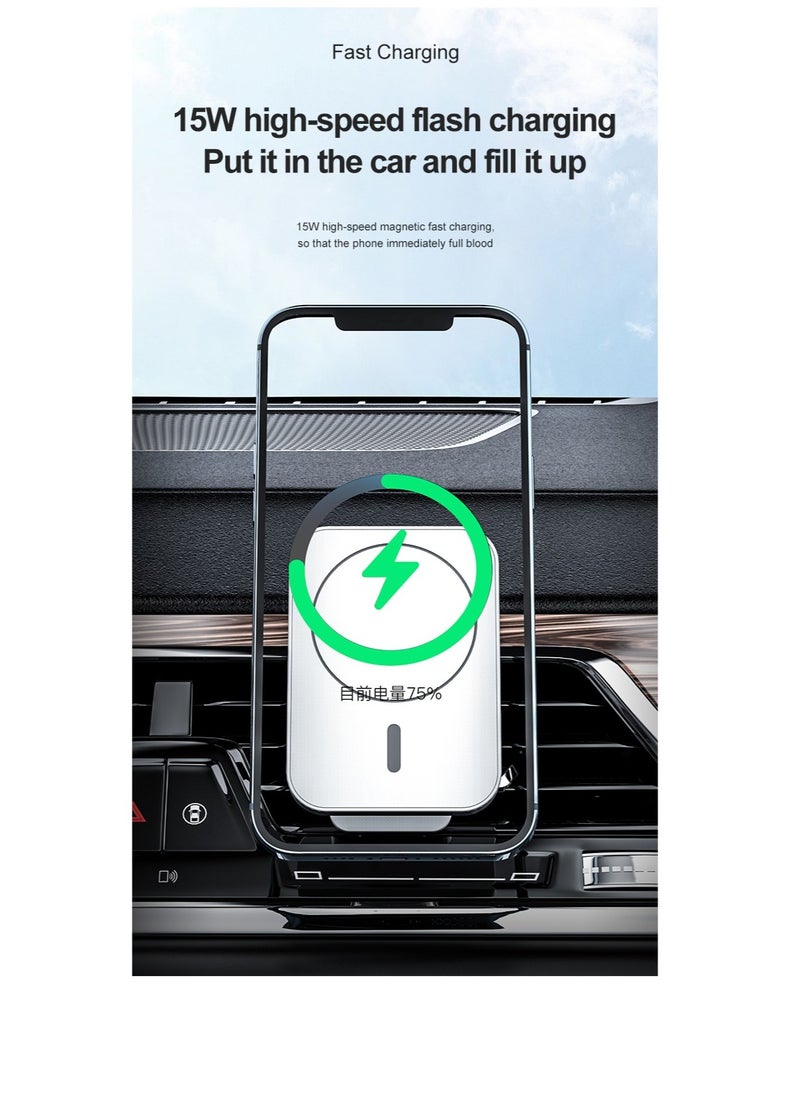 GULFLINK Wireless Car Mount Phone Charger 15w High-Speed Flash Magnetic Wireless Car Charger White  - Image 4
