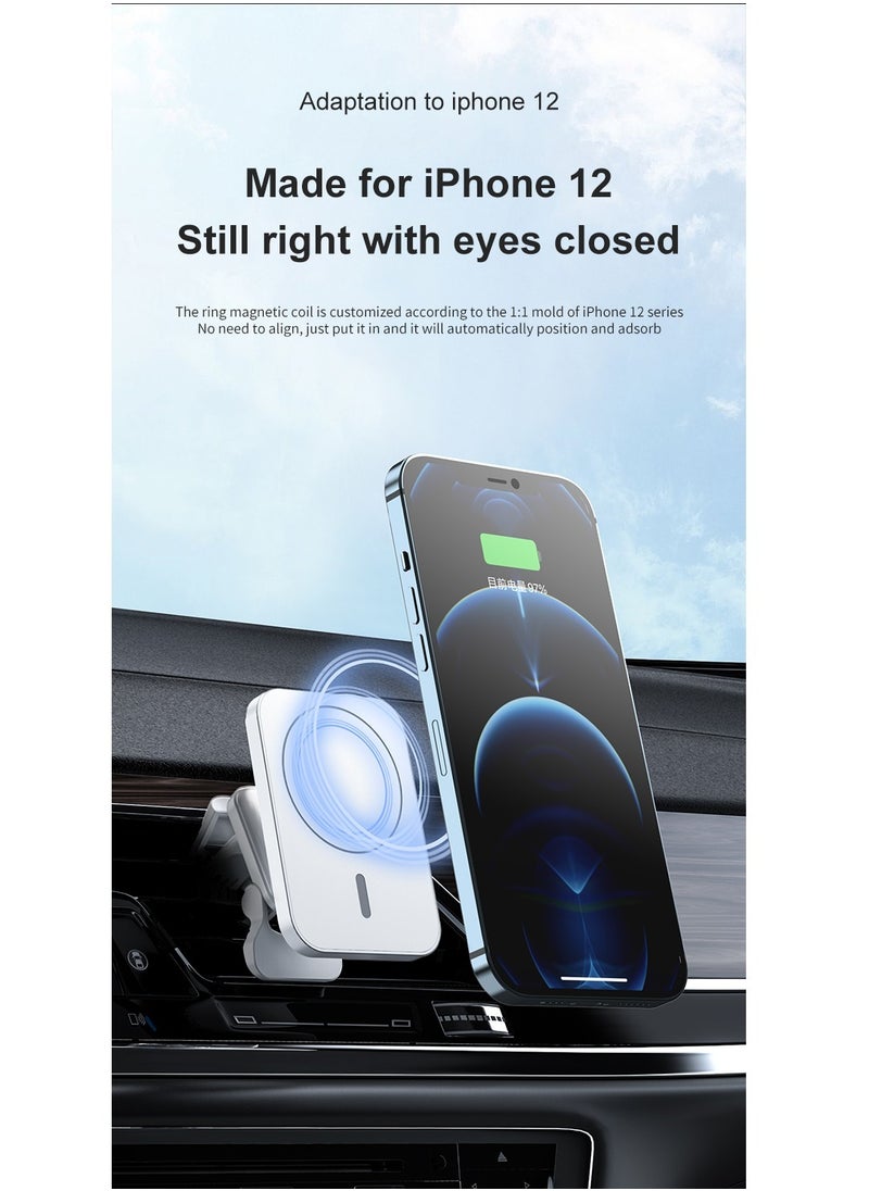 GULFLINK Wireless Car Mount Phone Charger 15w High-Speed Flash Magnetic Wireless Car Charger White  - Image 5