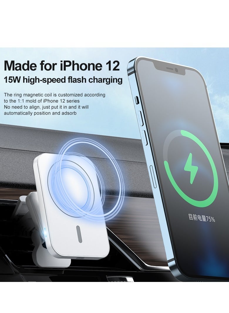 GULFLINK Wireless Car Mount Phone Charger 15w High-Speed Flash Magnetic Wireless Car Charger White  - Image 2