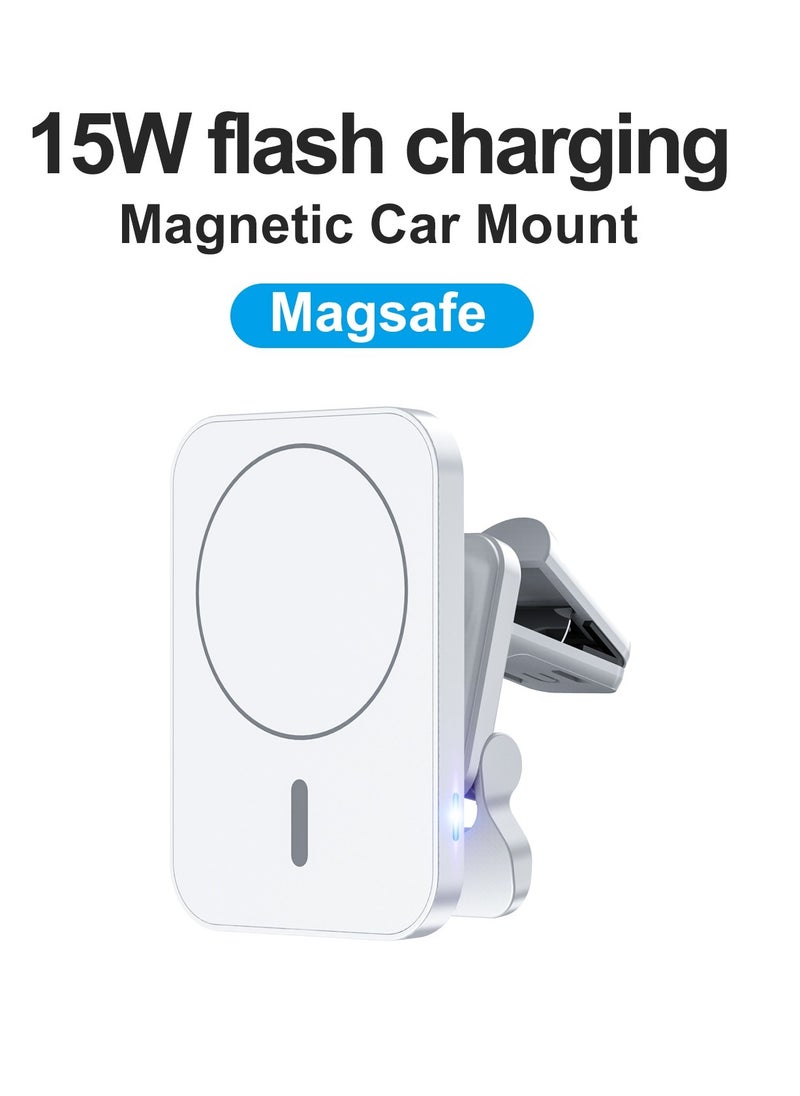 GULFLINK Wireless Car Mount Phone Charger 15w High-Speed Flash Magnetic Wireless Car Charger White  - Image 3