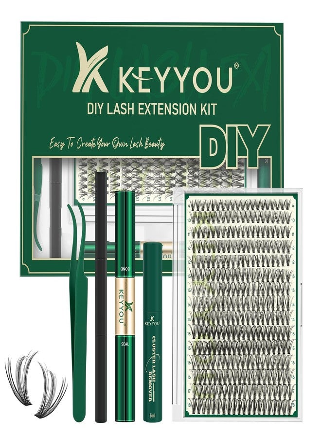 KEYYOU Lash Extension Kit DIY 300Pcs Lash Clusters Eyelash Extension Kit 30D D Curl 9-18MIX Lash Clusters Kit with Lash Glue Remover Applicator Easy to Use for Beginners(Kit,30D-D,9-18MIX) - Image 1