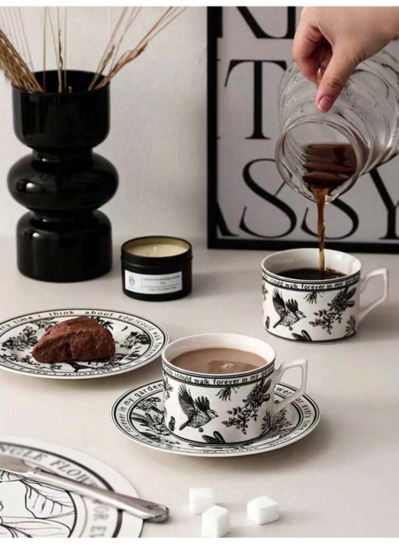 1pc Elegant Floral Ceramic Coffee Cup and Saucer Set – European Vintage Bone China Design with Heat-Resistant Handle – Ideal for Afternoon Tea, Coffee Time & Cake Serving – Durable, Easy-to-Clean, Gift-Boxed Tableware for Her or Holiday Occasions - Image 2