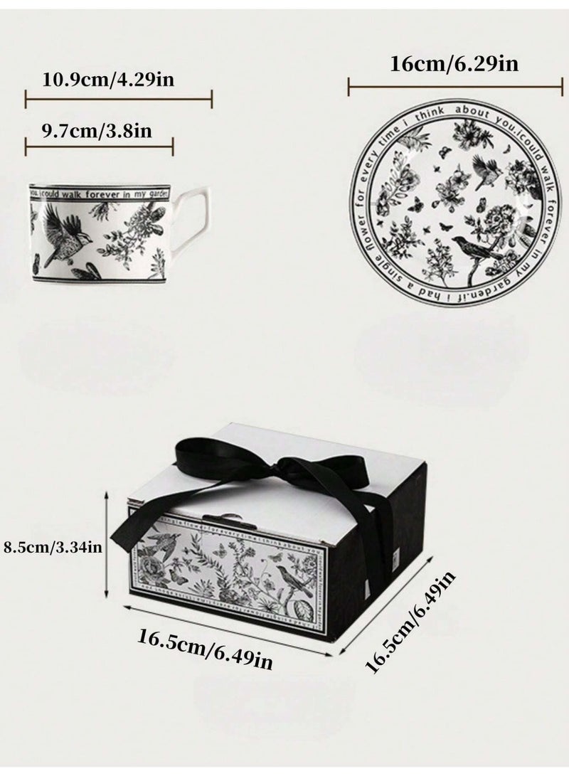 1pc Elegant Floral Ceramic Coffee Cup and Saucer Set – European Vintage Bone China Design with Heat-Resistant Handle – Ideal for Afternoon Tea, Coffee Time & Cake Serving – Durable, Easy-to-Clean, Gift-Boxed Tableware for Her or Holiday Occasions - Image 5