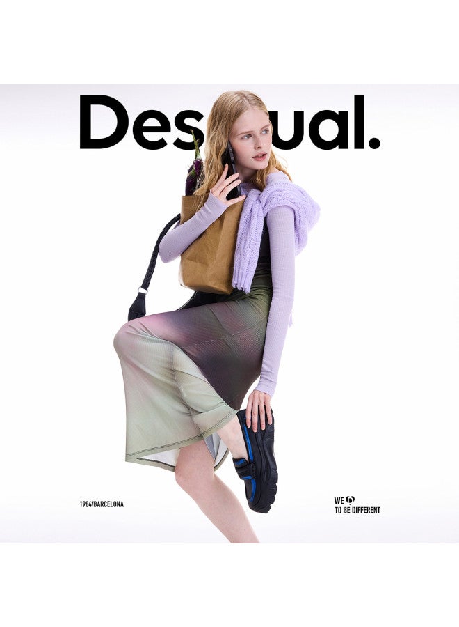 DESIGUAL [مدونة نفس الأسلوب] 25 فستان كاميسول مطبوع مرن جديد لخريف وشتاء مجموعة من قطعتين - Image 3
