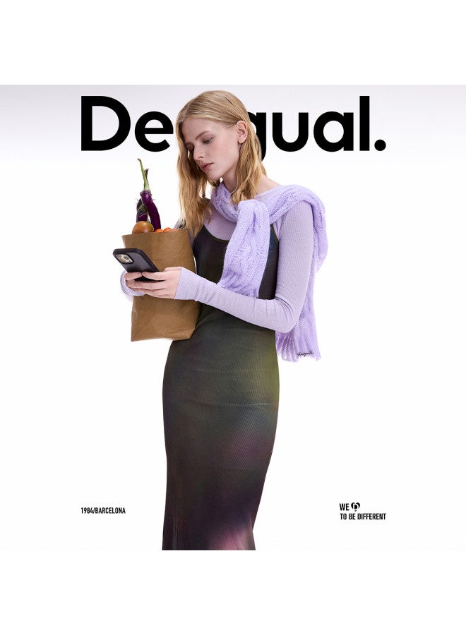 DESIGUAL [مدونة نفس الأسلوب] 25 فستان كاميسول مطبوع مرن جديد لخريف وشتاء مجموعة من قطعتين - Image 4