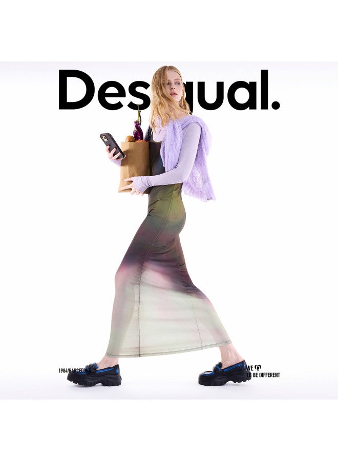 DESIGUAL [مدونة نفس الأسلوب] 25 فستان كاميسول مطبوع مرن جديد لخريف وشتاء مجموعة من قطعتين - Image 2