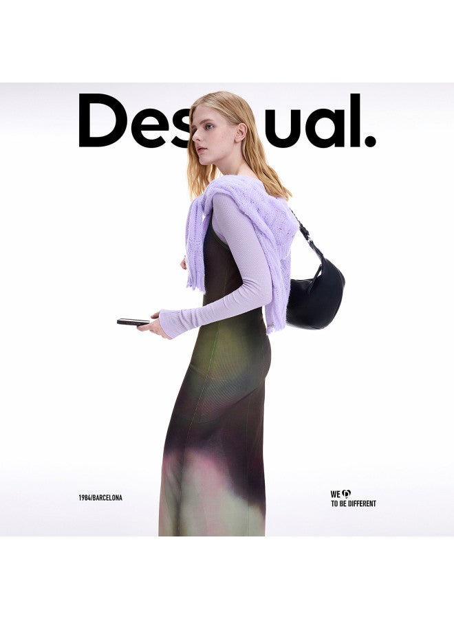DESIGUAL [مدونة نفس الأسلوب] 25 فستان كاميسول مطبوع مرن جديد لخريف وشتاء مجموعة من قطعتين - Image 5