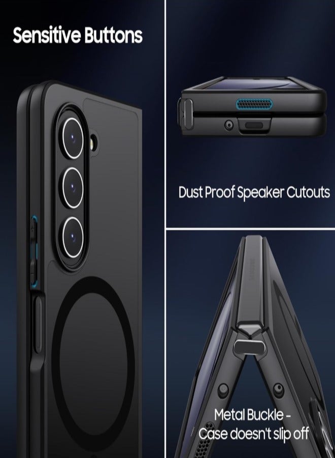 كابتن تيك مغناطيسي لجهاز Samsung Galaxy Z Fold 6، متوافق مع نظام Mag-Safe، غلاف حماية رفيع وشفاف من الدرجة العسكرية مقاوم للصدمات، مع ظهر صلب وحافة ناعمة، مخصص لجهاز Z Fold 6 5G. - Image 3