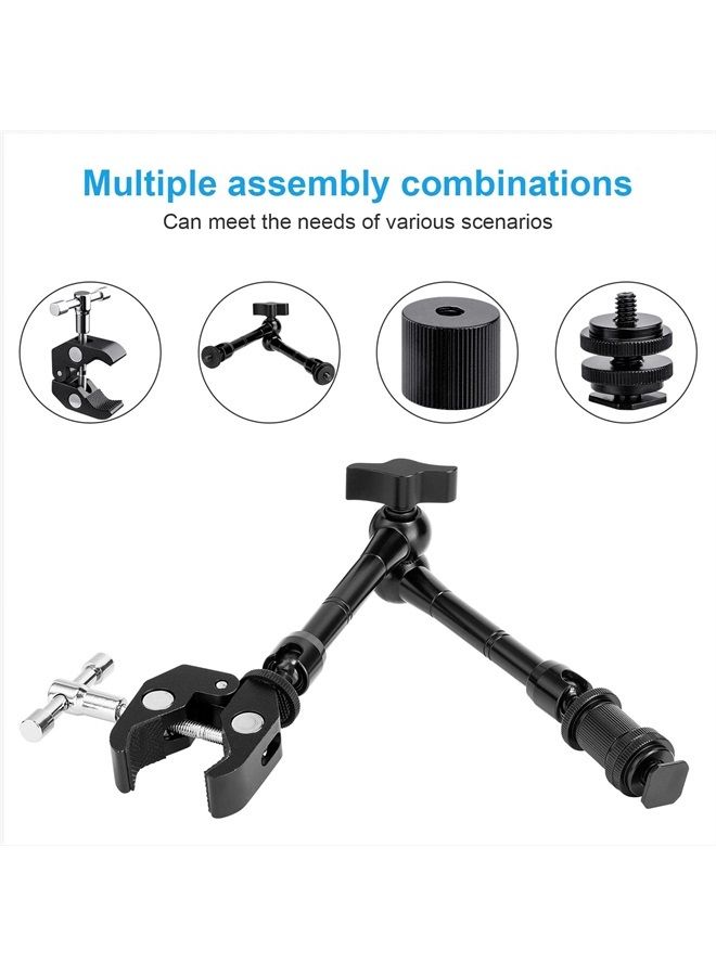11 inch Articulating Magic Arm + Super Clamp for DSLR Rig Camera to LCD Monito, LED Video Light