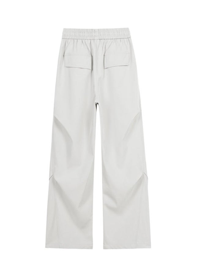 DR Men's Fleece-Lined Light Grey Cargo Wide-Leg Pants - Image 2