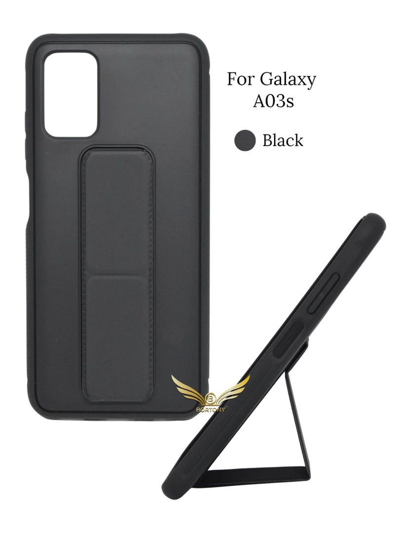 BORTONY Premium Silicone Hand Strap Grip,Car Mount Kickstand And Finger Grip Case Cover For Samsung Galaxy A03s - Image 1