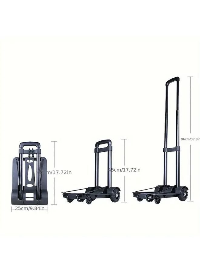 Portable Folding Trolley Cart With Square Bar Aluminum Alloy Tie Rod 2 Wheels For Travel Camping - Image 4