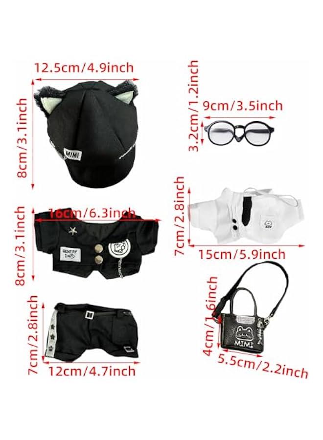 Arabest 20cm Plush Doll Clothes Hat Coat Shirt Pants Backpack Glasses White Cat Set 8in Doll Accessories Dress Up  - Image 5