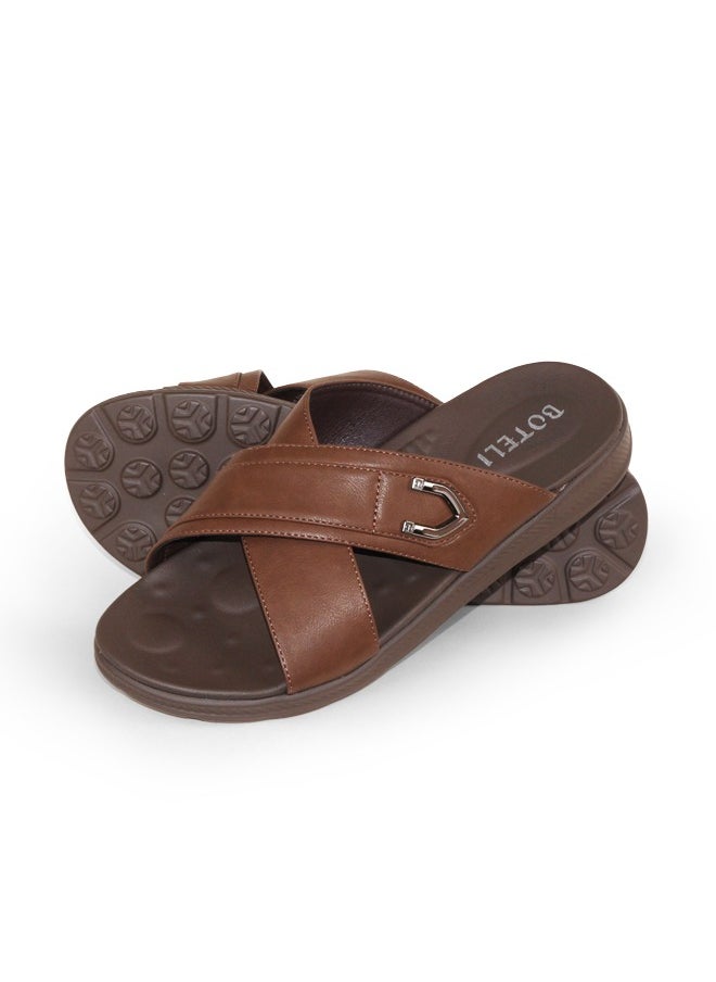 BOTELI Men Leather Sandals And Slippers Arabic Slippers Casual Light Sport Strap Cross Customized Anti Buckle  - Image 1