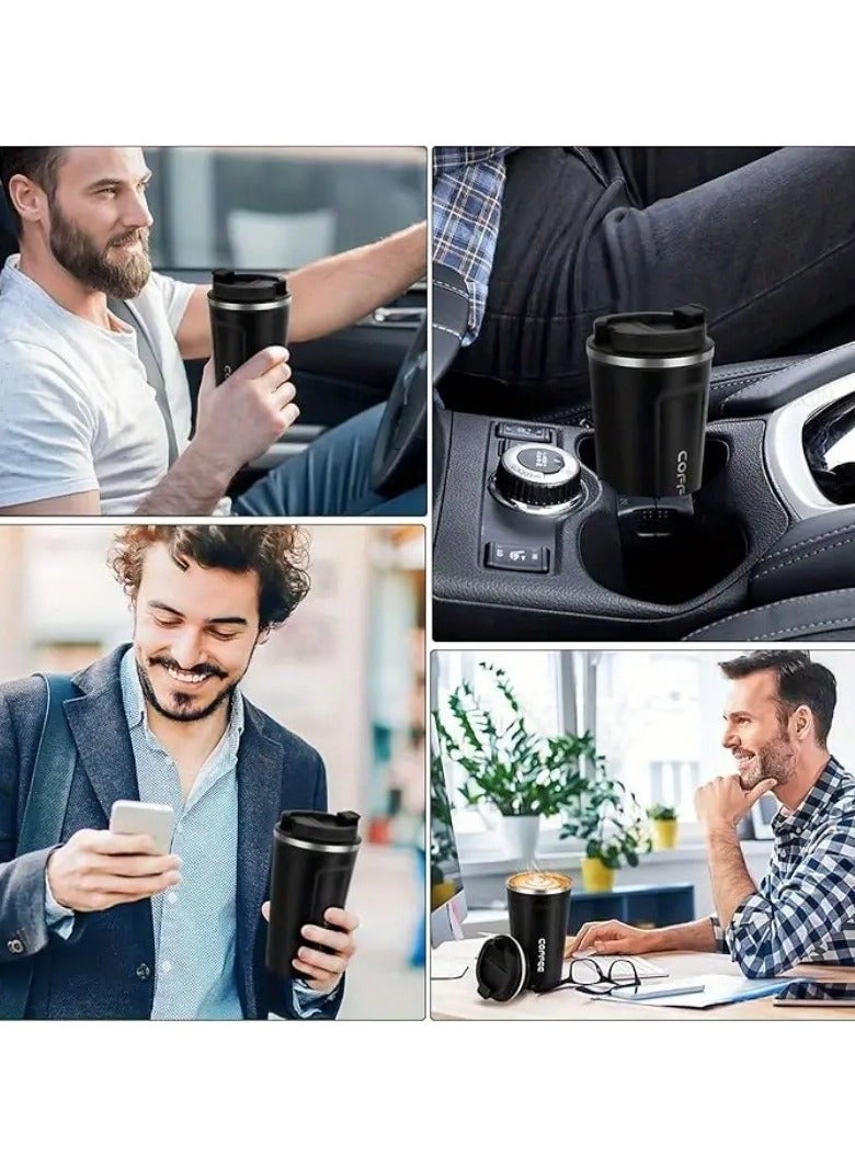 كوفي كوب سفر معزول بالفراغ، مقاوم للتسرب، مصنوع من الفولاذ المقاوم للصدأ، كوب قهوة قابل لإعادة الاستخدام مع غطاء للمشروبات الساخنة والباردة  - Image 4