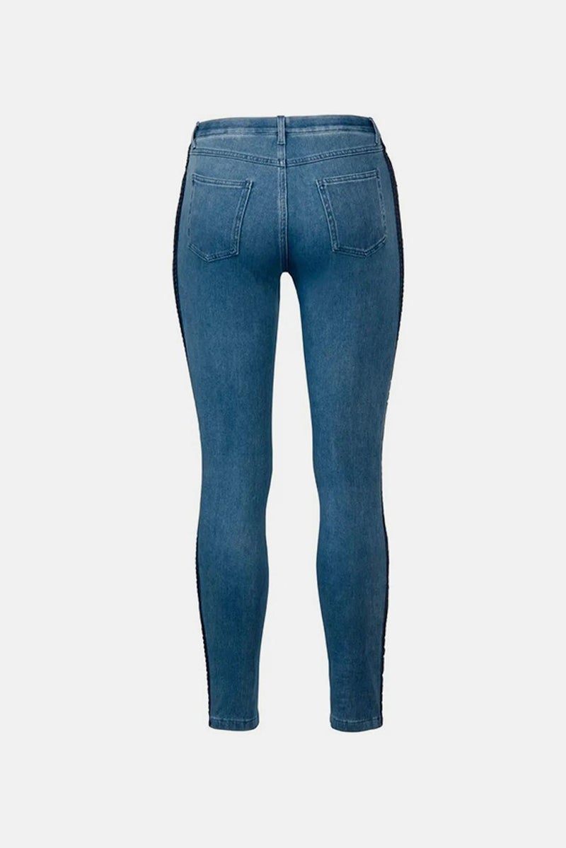 Tchibo Women Slim Fit Two Back Pockets Jeggings, Blue  - Image 2