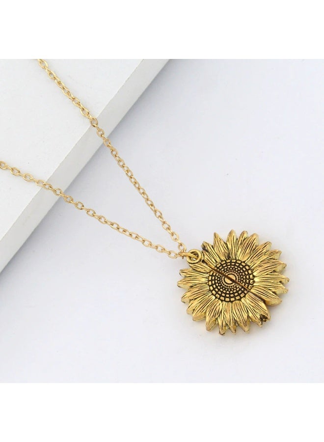 Goolsky قلادة ب pendants عباد الشمس مزدوجة الجوانب - تصميم مفتوح متعدد الطبقات، نمط عباد الشمس، للارتداء اليومي/الهدايا، فولاذ التيتانيوم غير المتلاشي - Image 2