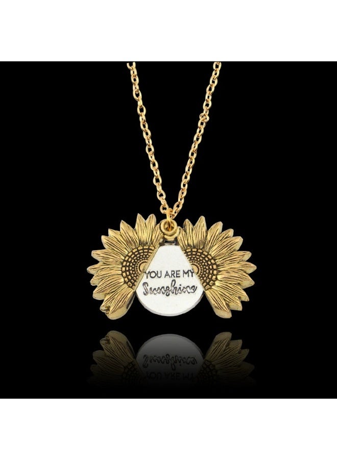 Goolsky قلادة ب pendants عباد الشمس مزدوجة الجوانب - تصميم مفتوح متعدد الطبقات، نمط عباد الشمس، للارتداء اليومي/الهدايا، فولاذ التيتانيوم غير المتلاشي - Image 3