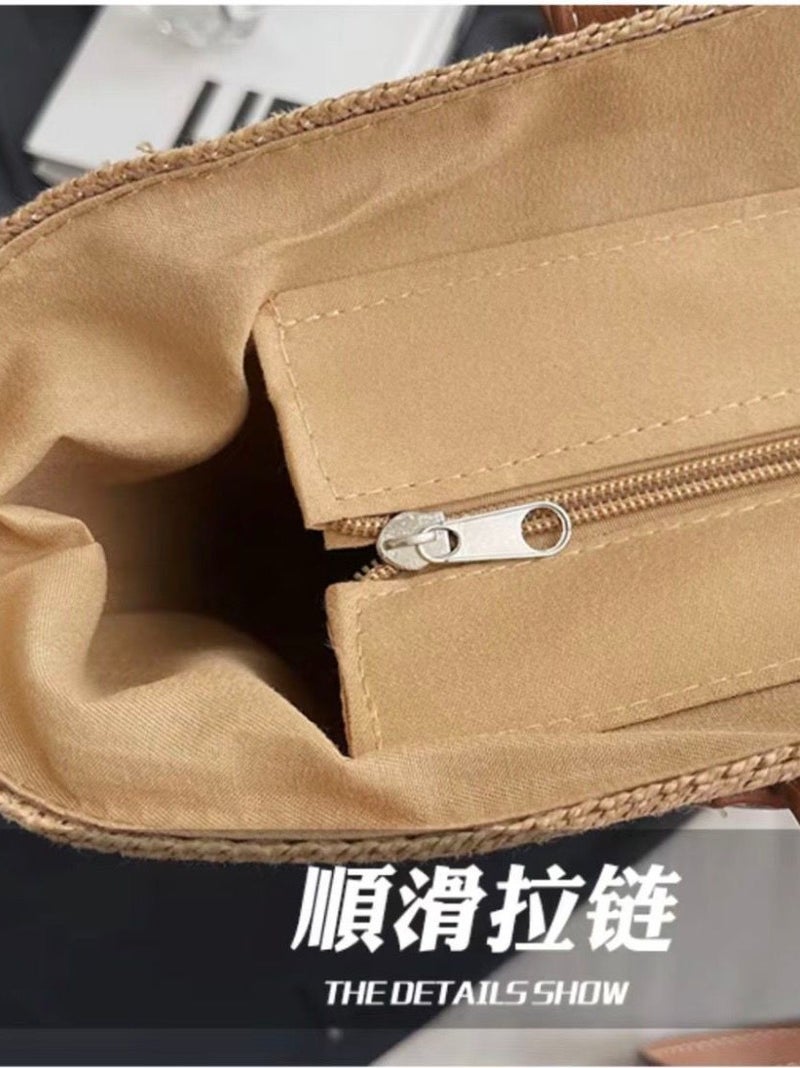 Explosions Large Capacity Straw Bag Straw Hat Two-Piece Set Outdoor Travel Big Brim Face Small Sun Hat Tote Bag Tide - Image 5