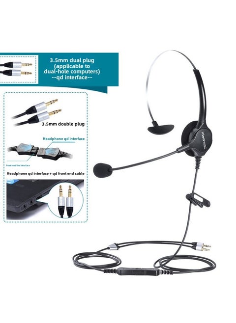 Hion/beien DH90 Call Center Electric Sales Customer Service Special Computer Headset Telephone Headset For Noise Reduction-Color:Computer Double Hole Plug
