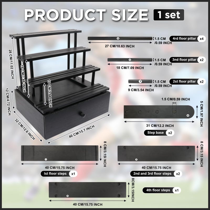 Ciphuoly Wooden 4-Tier Trading Card Display Case, Sports Card Display stand with Custom Drawer, Card Supporters & Dividers For Graded Card Display Collection Storage - Image 2