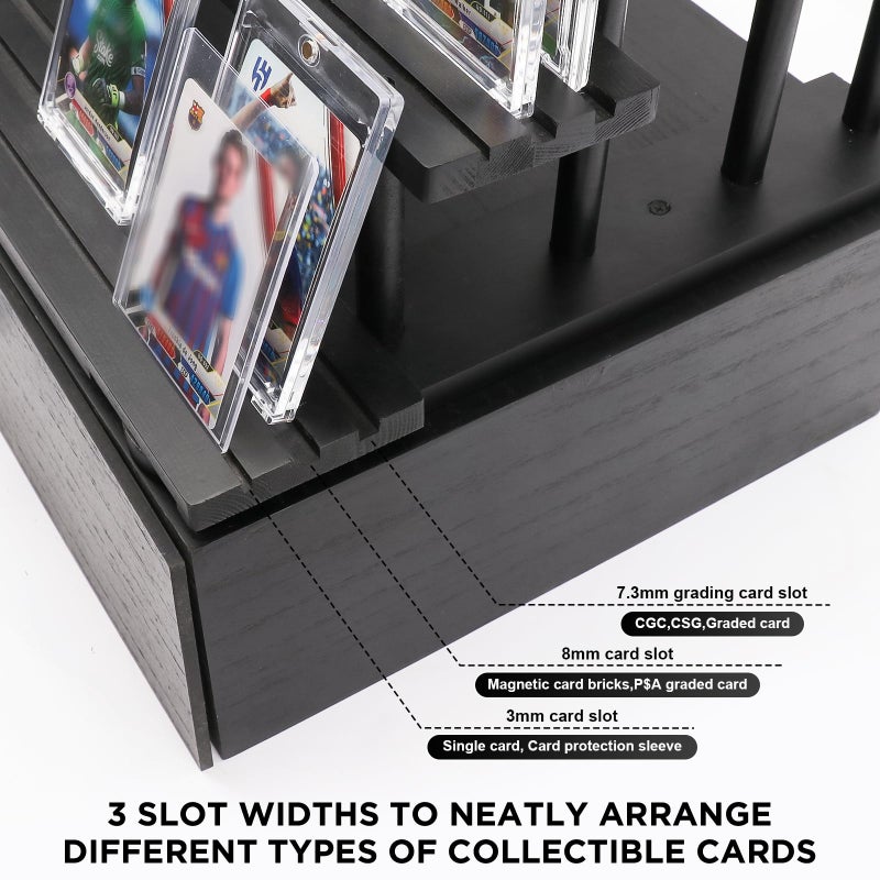 Ciphuoly Wooden 4-Tier Trading Card Display Case, Sports Card Display stand with Custom Drawer, Card Supporters & Dividers For Graded Card Display Collection Storage - Image 5
