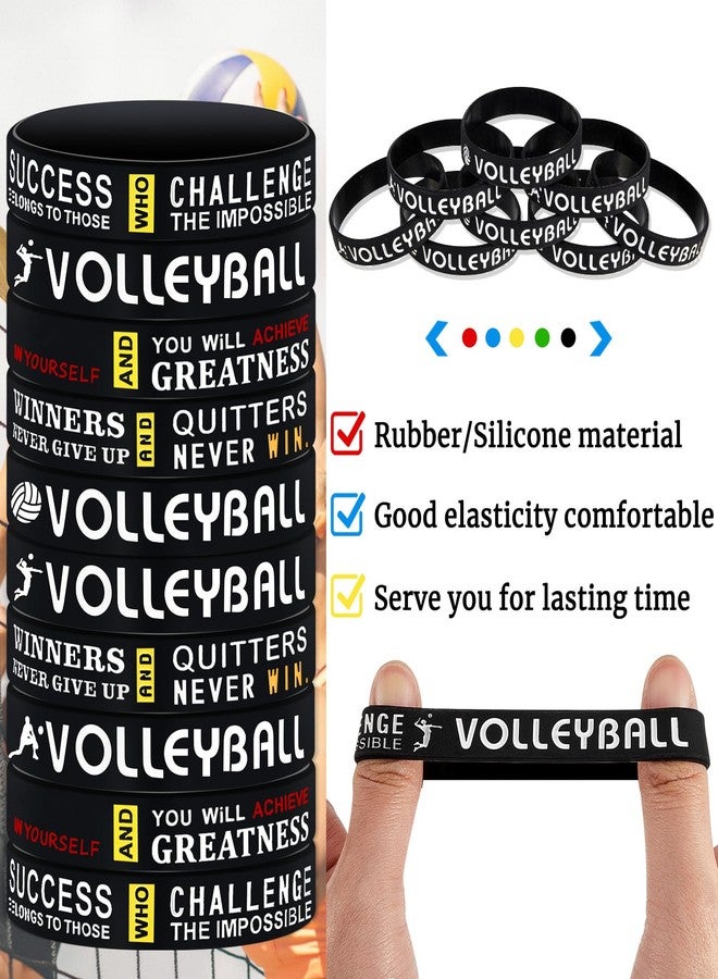 Deekin 36 Pack Volleyball Gift Volleyball Bracelets Party Favors Rubber Silicone Wristbands with Quotes Inspirational for Team Sports Party Supplies - Image 3
