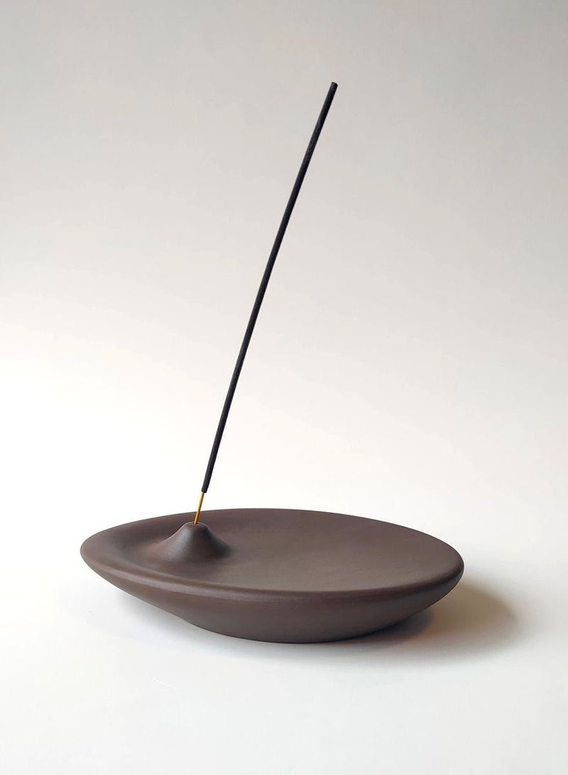 Handmade Ceramic Incense Holder - Irregular Plain Design for Sticks -brrown - Ideal for Home Decor, Yoga, Meditation, and Zen Practices - Image 1