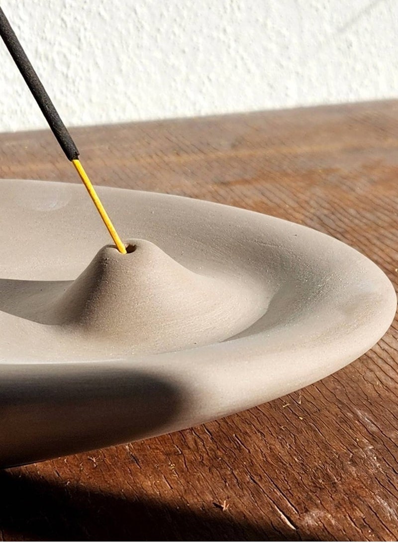 Handmade Ceramic Incense Holder - Irregular Plain Design for Sticks -brrown - Ideal for Home Decor, Yoga, Meditation, and Zen Practices - Image 4