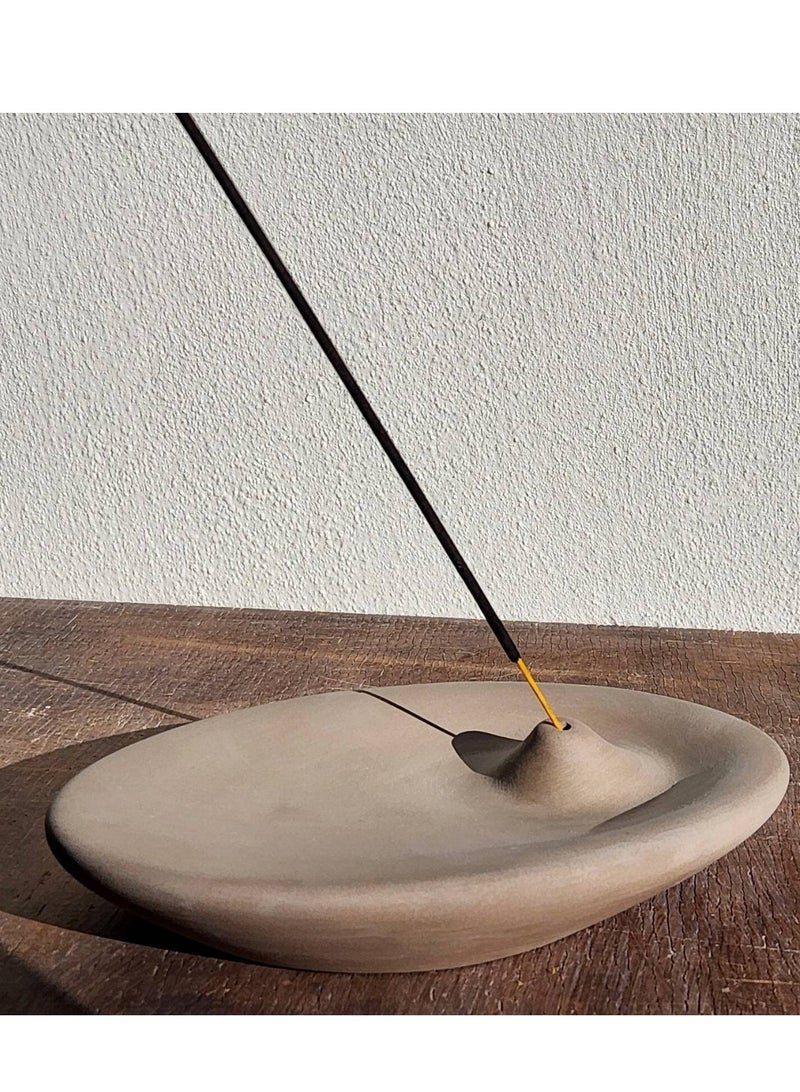 Handmade Ceramic Incense Holder - Irregular Plain Design for Sticks -brrown - Ideal for Home Decor, Yoga, Meditation, and Zen Practices - Image 5
