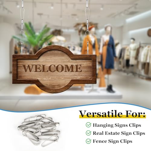 Daletu 16 PACKS Real Estate Sign Clips for Hanging Signs, Real Estate Sign Rider Clips, Metal Sign Clips to Hanging Sign Posts, Stainless Steel Fence Clips for Sale and Open House Signs - Image 4