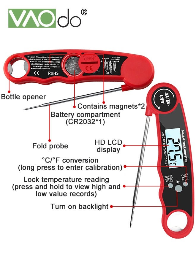 VAOdo Meat Thermometer Digital, Instant Read Food Thermometer for Cooking, Grilling Air Fryer Griddle Probe Kitchen Gadgets, BBQ Accessories Grill for Kitchen and Outside, BBQ, Turkey, Candy, Liquids, Beef - Image 4