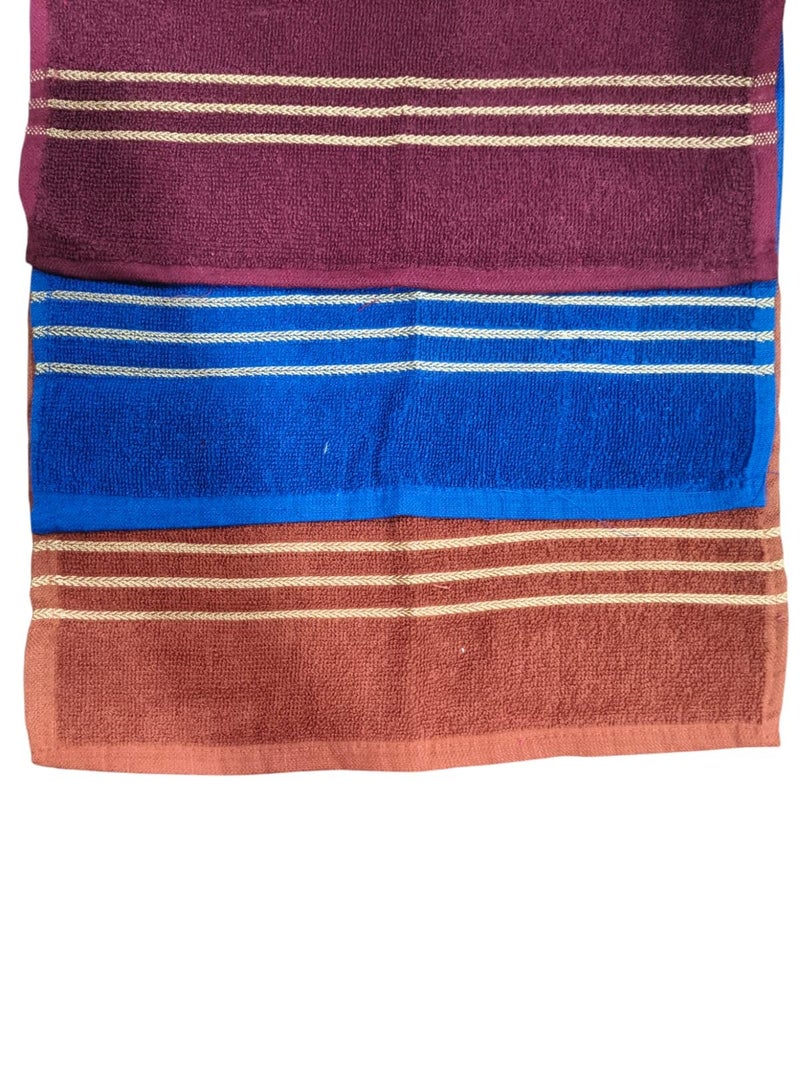 G2gather 100% Cotton Plain Hand Towels Set of 3 - Multicolor - Ultrasoft & Absorbent Hand Napkin - Small Towel for Face Gym Spa, 10 x 18 Inches (Pack of 3 - Multicolor2), 250 GSM - Image 3