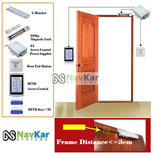 NAVKAR SYSTEMS Door Entry Access Control System Weatherproof RFID Pin Access Panel EM Lock 600 Lbs L Bracket K80 Supply PVC Button Keychain Tag 10 Nos  - Image 3