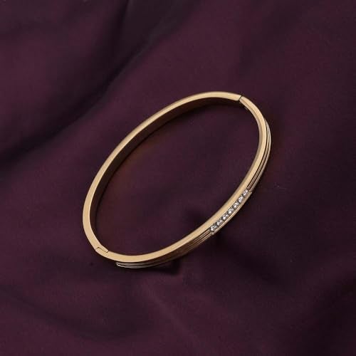 PALMONAS Diamond Allure Bangle Bracelet for Women - Jewellery Gift for Girls & Women | Waterproof & Anti-Tarnish Bracelet, Stylish & Trendy Bracelets for Ladies - Image 4