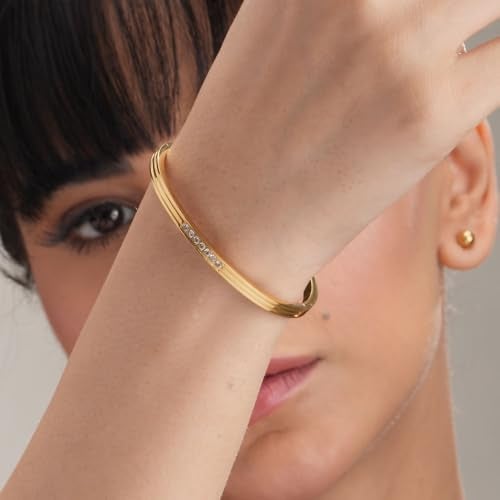 PALMONAS Diamond Allure Bangle Bracelet for Women - Jewellery Gift for Girls & Women | Waterproof & Anti-Tarnish Bracelet, Stylish & Trendy Bracelets for Ladies - Image 2